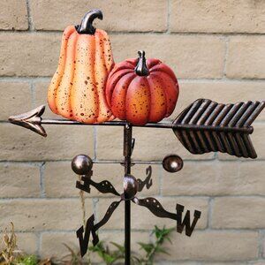 Weathervane Pumpkin Stake Garden Art Decorative Stake Wind Spinner 42"